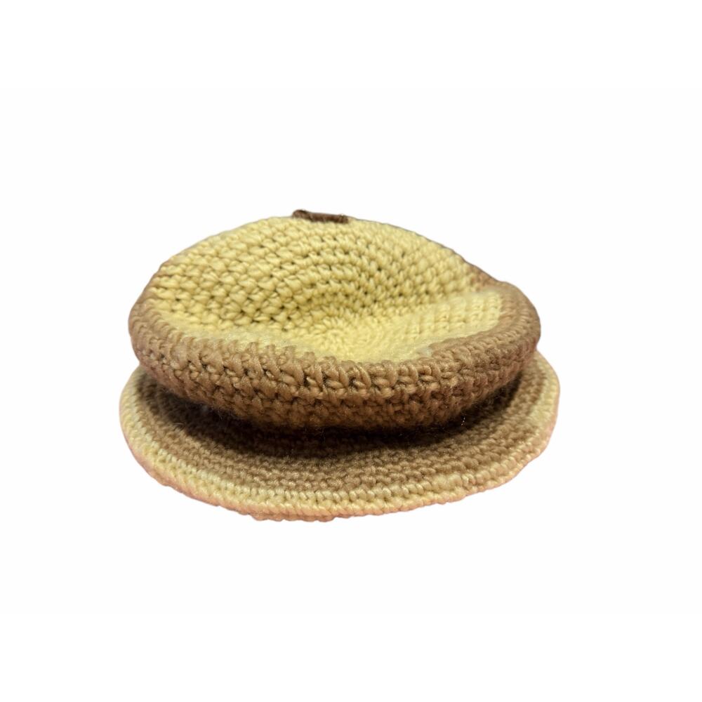Women's Brown Cream Crocheted Flower Embellish Faux Far Circle Hat - Picture 3 of 6